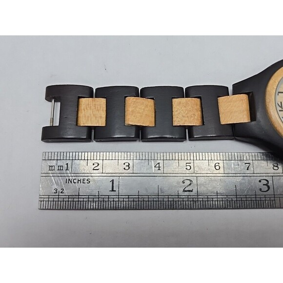 Tense Wood Watch Two Tone Maple Sandalwood Analog Quartz New Battery Womens - Picture 10 of 11